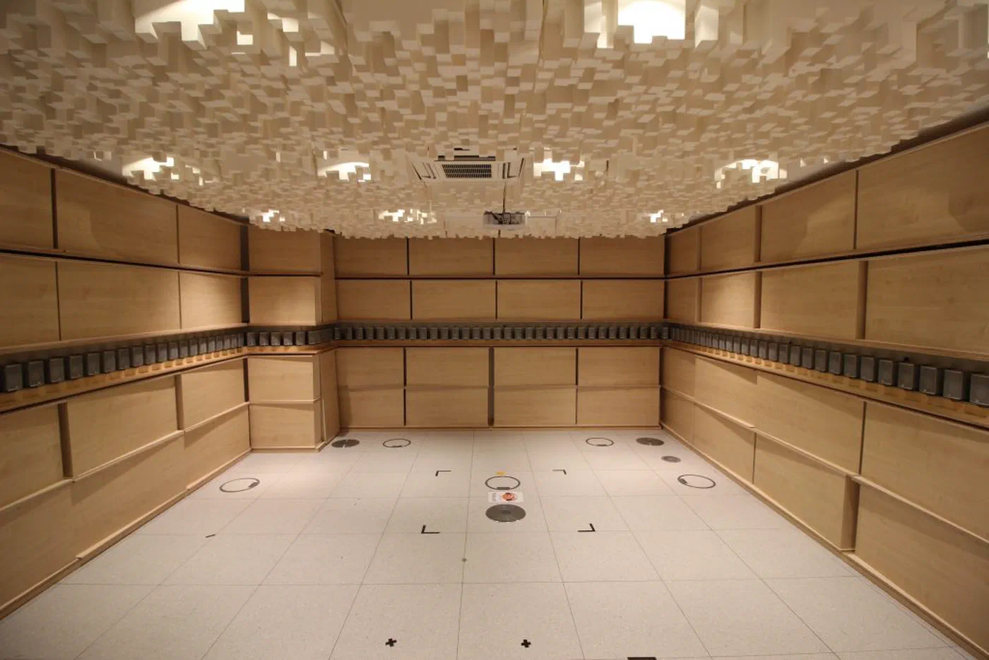 The acoustics lab at LMS with its wave field synthesis loudspeaker array